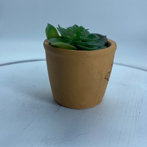 Handcrafted Terracotta Pig Planter With Artificial Succulent 3” - Picture 6 of 7